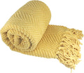 Home Soft Things Yellow Throw Blanket Knitted Tweed Throw 60'' x 80'', Jojoba Yellow, Super Soft Cozy Warm Comfortable Breathable Throw for Living Room Chair Couch Bed Sofa Bedroom Home Décor
