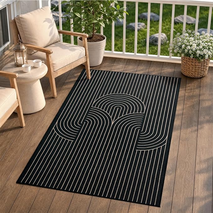 EDIMENS 3x5 Outdoor Rugs Easy Jute Porch Patio Rug Front Door Mat Entryway | Washable Non-Slip Geometric Rugs for Entryway Indoor Outdoor Farmhouse Rug Modern Carpet Area Rug for Living Room Kitchen