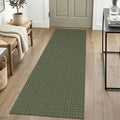 IOHOUZE Washable Runner Rug 2x6 Non Slip Runners for Hallways Entryway Runner Indoor, Kitchen Rugs Woven Cotton Floor Carpet for Kitchen Hall Entrance Bedroom, Olive Green/Dusty Green