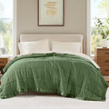 Madison Park Down Alternative King Size Blanket for Bed, Satin Trim, Green | Lightweight Windom Blanket Premium 3M Scotchgard Moisture Wicking Treatment, OEKO TEX, Soft Bed Cover, All Season