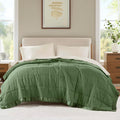 Madison Park Down Alternative Queen Blanket for Bed, Satin Trim, Green | Lightweight Windom Blanket Full Size Premium 3M Scotchgard Moisture Wicking Treatment, OEKO TEX, Soft Bed Cover, All Season
