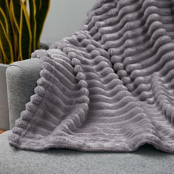 Nestl Purple Throw Blanket for Couch - Cozy Warm Fuzzy Blankets for Women, Set of 2 Small Fleece Throws for Girls - Dusty Purple, 50 x 60 Inches