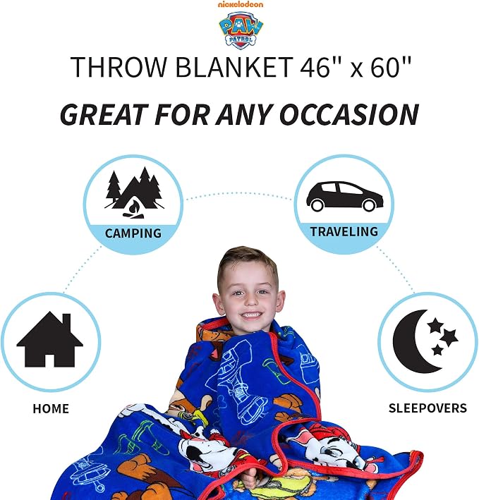 Franco Kids Bedding Super Soft Plush Throw Blanket, 46 in x 60 in, Paw Patrol (Pack of 6)
