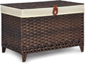 Wicker Storage Basket with Lid, 200L Storage Bin with Removable Liner Bag | Rattan-Inspired Shelf Basket Design, Storage Trunk with Heightened Feet, Wardrobe Storage Container & Home Organizer