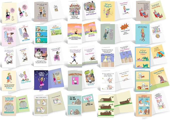 Stonehouse Collection Funny Assorted Birthday Cards & Assorted Notepads - USA Made- 25 Birthday Cards & 8 Notepads
