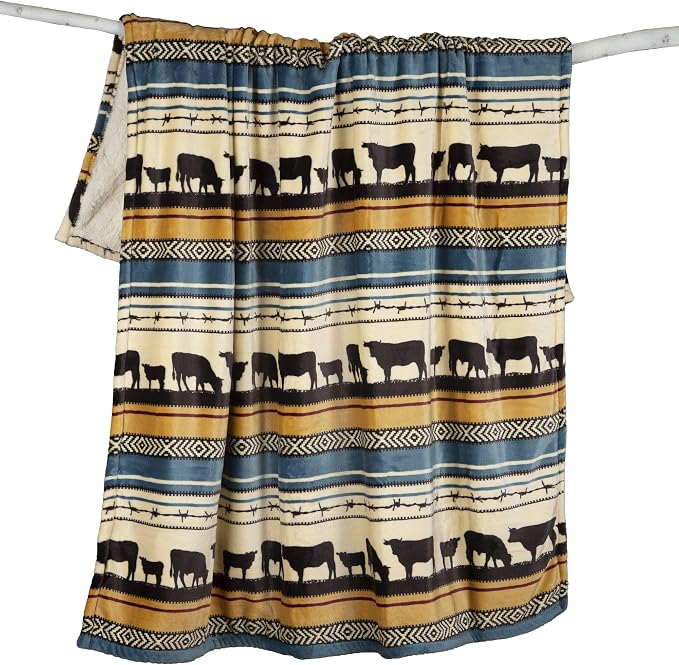 Carstens, Inc. Ultra Premium Super Soft Plush Sherpa Fleece Oversized Throw Blanket 54" x 68", Morning on the Farm