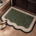 Breling Green Entryway Rug 2 x 3 ft Large Scalloped Welcome Mat Non Slip Washable Doormat Front Door Throw Rug for Farmhouse Indoor Kitchen Laundry Porch Bathroom Decor
