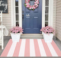 Striped Area Rug 27.5"x43",Pink White Farmhouse Front Porch Rug Cotton Woven Washable Entryway Rug Indoor Outdoor Front Door Mat for Porch/Entryway/Home Entrance Decor