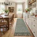 Collive Sage Green Kitchen Runner Rug, 2' x 8' Modern Farmhouse Washable Bathroom Runner Rugs, Boho Hand-Woven Entryway Runner Rug Braided Bedroom Carpet for Hallway Laundry Front Door Decor