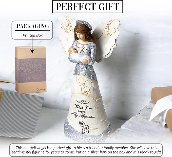 Pavilion Gift Company - Holy Baptism - 7.5" Angel Figurine Religious God Jesus Lover Christian Christ Catholic Granddaughter Grandson Grandkids Gift Present from Grandma Grandpa Mom Dad