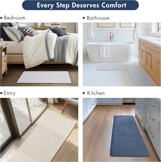 Madison Park Signature Marshmallow Bathroom Rug Non Slip, Luxrurious Plush Bath Mat, Absorbent, Quick Dry, Spa Design Bath Room Décor, 24x40, Navy | Non slip Backing, Spa Quality Luxurious Plush Bath Mat for Bathroom, Quick Dry, OEKO TEX