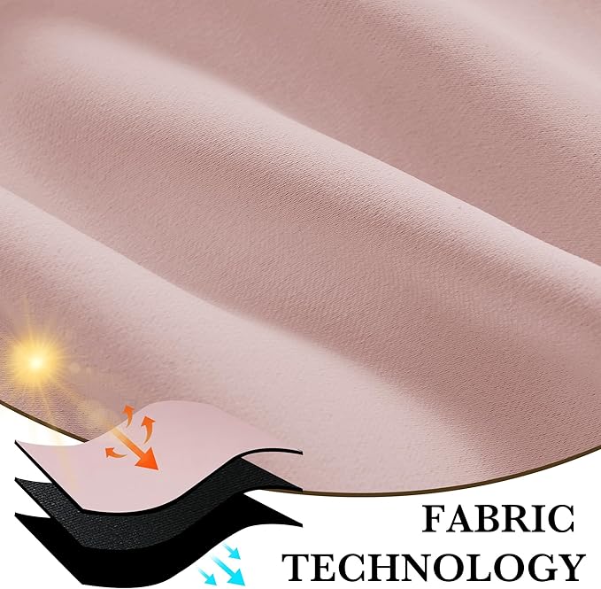 RYB HOME 100% Blackout Basement Curtains 30 inches Long, Heat & UV Blocking Total Room Darkening Noise Reducing Curtains for Bathroom RV Campers, Baby Pink, 2 Panels Set