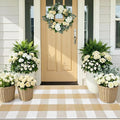 OLANLY Buffalo Plaid Rug 2' x 4'3" – Beige and White Cotton Checkered Doormat, Washable Indoor Outdoor Rug for Layered Front Porch, Kitchen, Entryway Decor