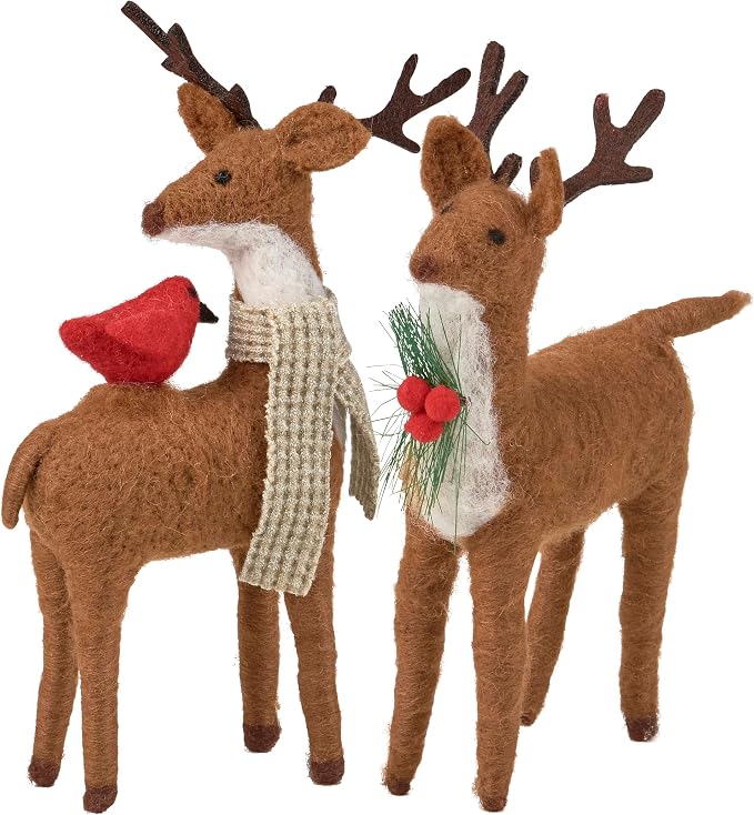 Primitives by Kathy Cardinal & Deer Collectible Critter Set