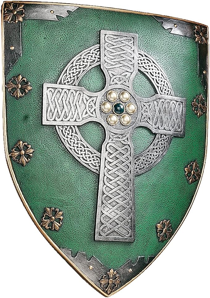 Design Toscano CL41032 Celtic Cross Warriors Shield Medieval Decor Wall Sculpture, 18 Inch, Single