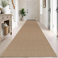 IOHOUZE Washable Exrea Long Hallway Runner Rug 3x14 Non Slip Rubber Backed Kitchen Runner Entryway Runner Indoor, Woven Rugs Floor Carpet for Kitchen Hall Entryway Stair, Orange/Tan/Brown