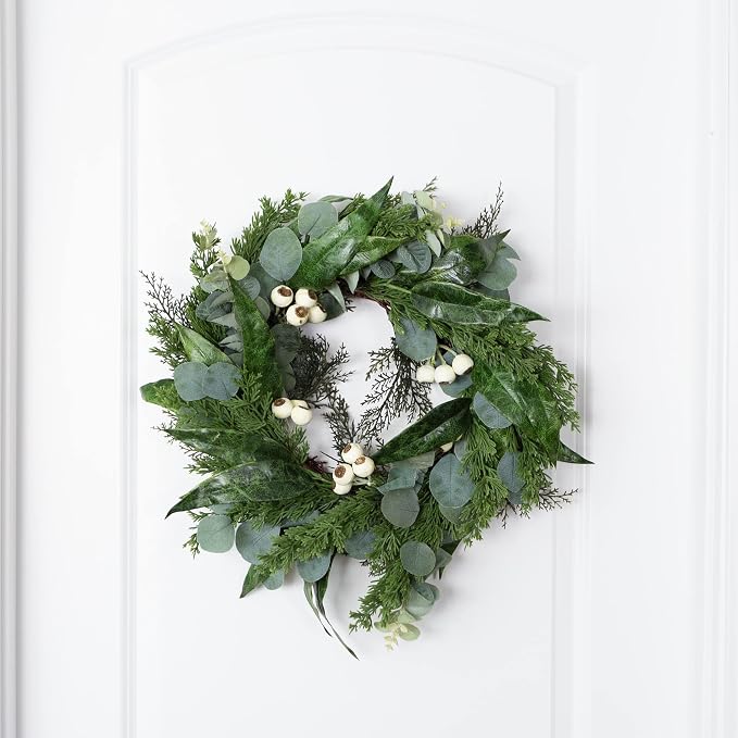 Eucalyptus Wreath - 20-Inch Artificial Spring, Summer, or Fall Wreath for Home Decor - Wreaths for Indoors or Covered Patio Use Only by Pure Garden