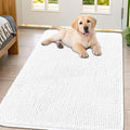 Smiry Dog Door Mat for Muddy Paws 47x32, Absorbent Dirt Trapper, Non-Slip Washable Chenille Entryway Rug for Inside Floor, White, Classic Solid