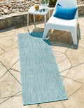 Unique Loom Collection Casual Transitional Solid Heathered Indoor/Outdoor Flatweave Area Rug (2' 7" x 10' Runner, Aquamarine/Ivory)