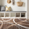 Rugshop Wavy Circles Modern Jute Backing Living Room Area Rug Brown 4' x 6' | Rectangular, Size 4' x 6', Bedroom, Dining Room, Home Office, Kitchen, Entryway, Hallway, Nursery, Kids Room, Guest Room