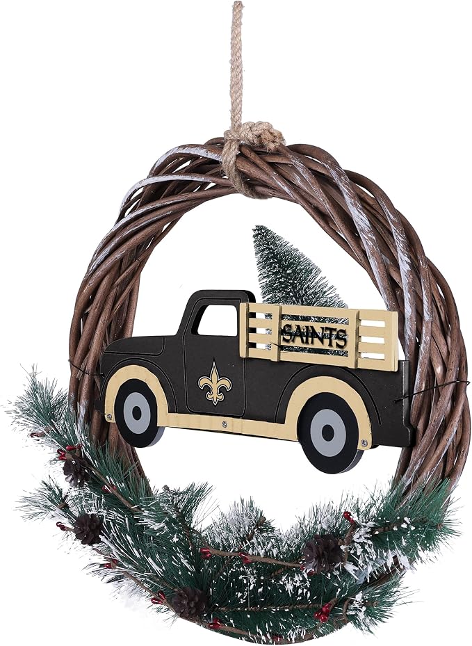 FOCO NFL Unisex-Adult NFL Team Logo Holiday Wreath with Truck