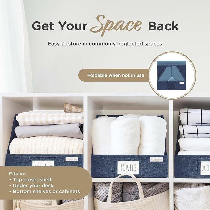 VIVIDECOR Open Front Trapezoid Closet Bins, Closet Storage Organizer for Shelves