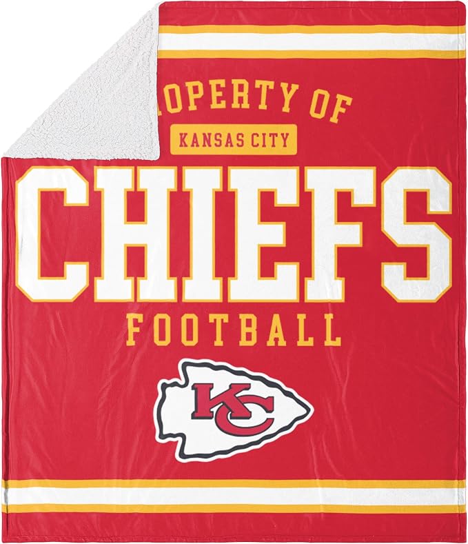 FOCO Kansas City Chiefs NFL Team Property Of Sherpa Fleece Blanket