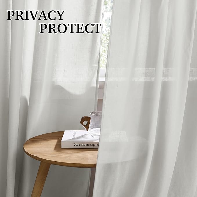 RYB HOME Nursery Soft Linen Sheer Curtains - Image 3