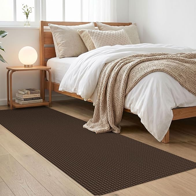 IOHOUZE Washable Runner Rug 2x6 Non Slip Runners for Hallways Entryway Runner Indoor, Kitchen Rugs Woven Cotton Floor Carpet for Kitchen Hall Entrance Bedroom, Brown