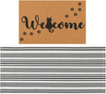 2 Pcs Outdoor Door Mat Combo Set Layered Outdoor Rug and Coir Welcome Doormat Non Slip Outside Floor Mat for Front Porch Entryway Patio Yard Decor(Cat Paw,24'' X 51',18'' X 28'')