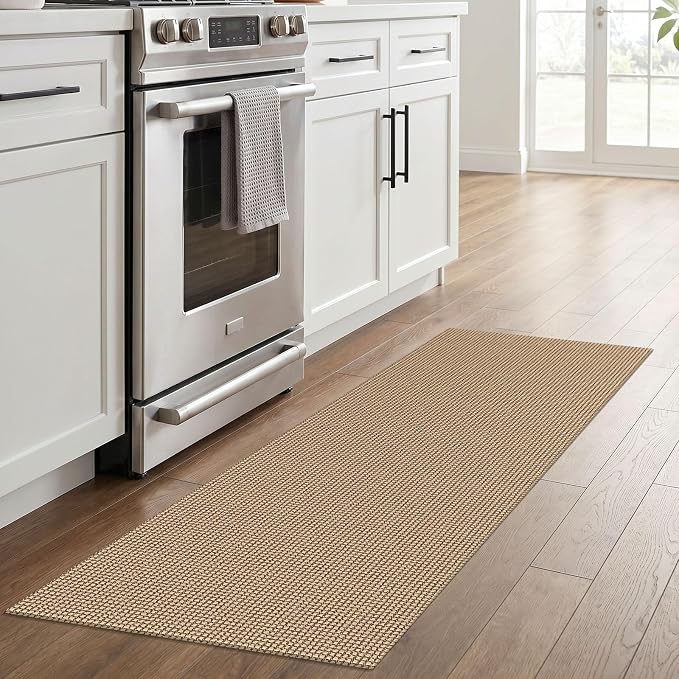 IOHOUZE Washable Runner Rug 2x6 Non Slip Rubber Backed Runners for Hallways Entryway Runner Indoor, Kitchen Rugs Woven Cotton Floor Carpet for Hall Entrance Bedroom, Orange/Tan/Brown
