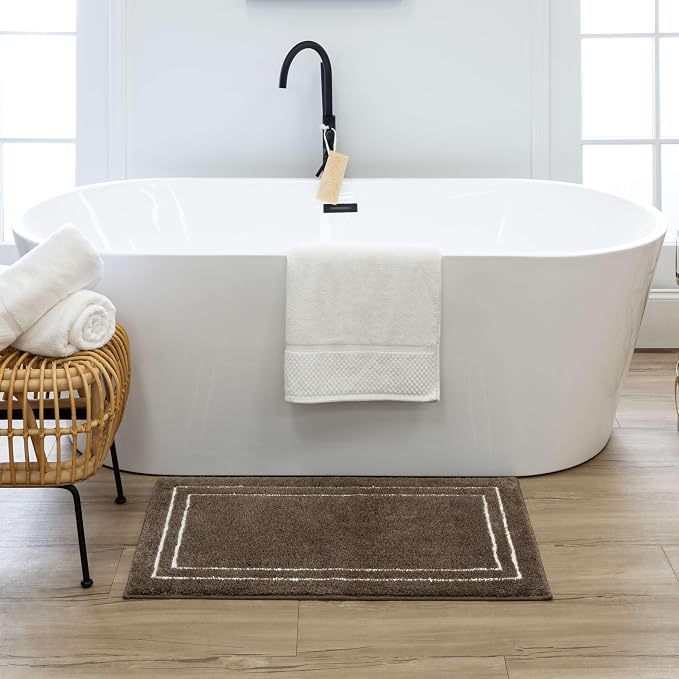 Mohawk Home Corona Casual Geometric Dark Brown 1' 8" X 2' 10" Machine Washable Bath Mat Perfect for Bathroom