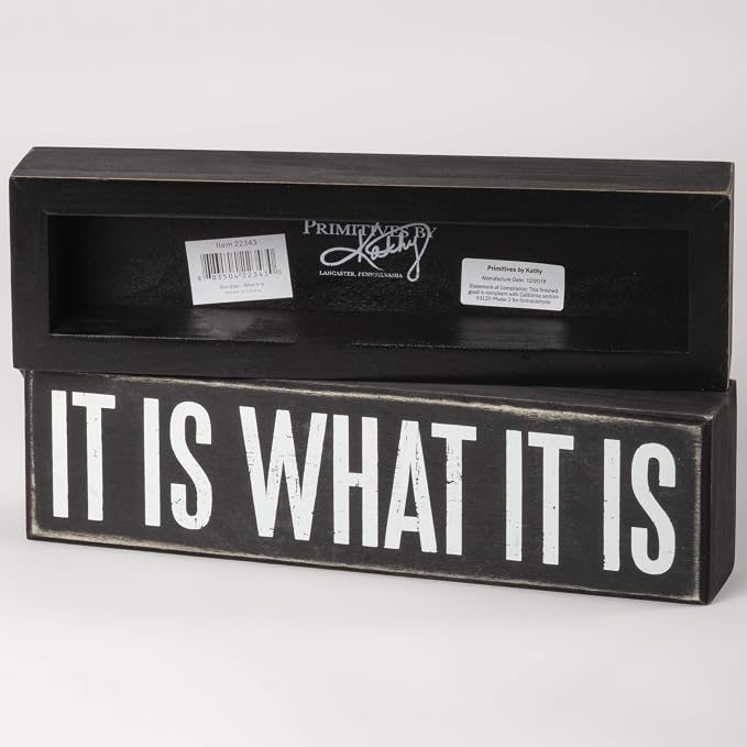 Primitives by Kathy 22343 Box Sign, 10.5" x 3", It Is What It Is