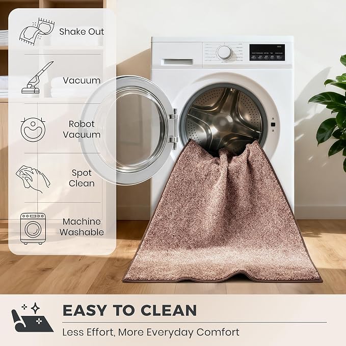 PURRUGS Dirt Trapping Door Mat 24" x 35.5", Non-Slip Machine Washable Entryway Rug, Dog Doormat, Indoor Front Door Mat, Super Absorbent Entry Rug for Muddy Shoes & Paws, Brown-Light Cream