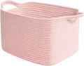 Goodpick Cotton Rope Storage Basket for Gifts, 13" x 10" x 9", Pink | Toy, Book & Baby Essentials Storage, Nursery & Closet Organization, Reinforced Handles, Stylish Home Decor