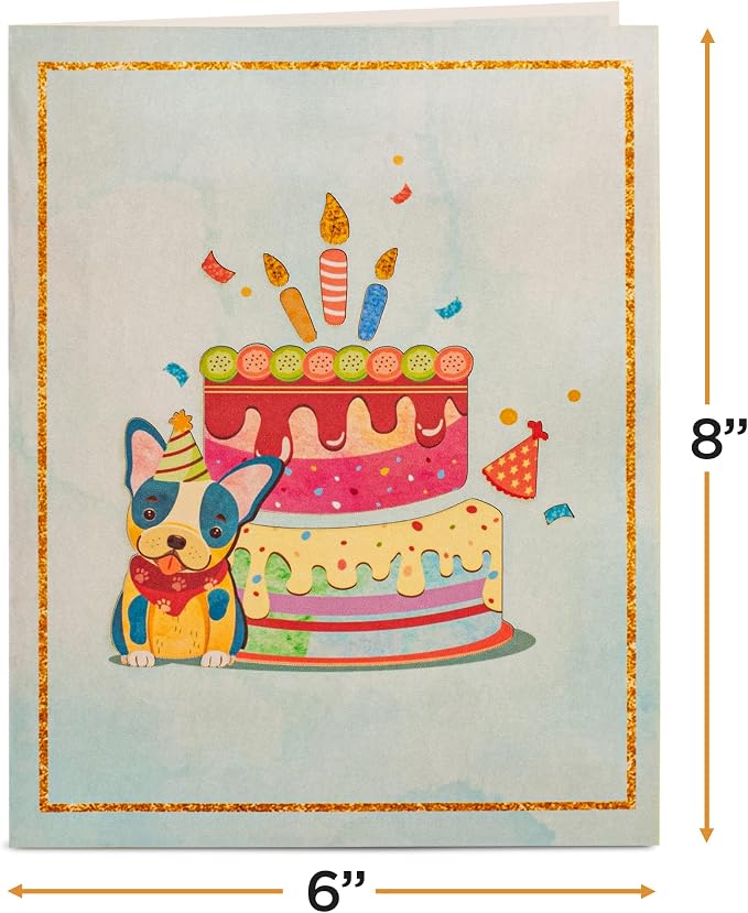Paper Love Birthday Pop Up Cards 2 Pack - Includes 1 Dogs Birthday Cake and 1 Birthday Hedgehog, For Adults or Kids -8" x 6" Cover - Includes Envelope and Note Tag