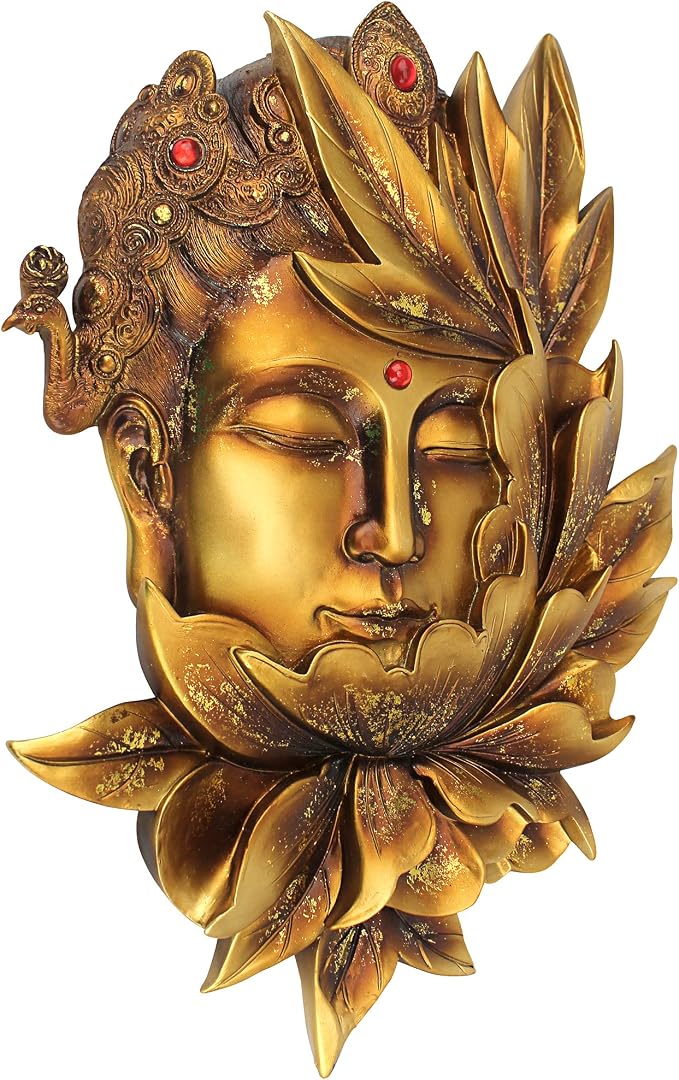 Design Toscano Enlightened Deities Wall Sculptures: Guan Yin, 12 Inch, Gold