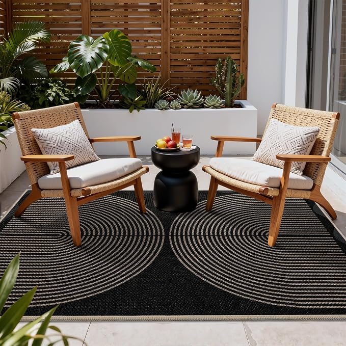 EDIMENS 3x5 Outdoor Rugs Easy Jute Porch Patio Rug Front Door Mat Entryway | Washable Non-Slip Geometric Rugs for Entryway Indoor Outdoor Farmhouse Rug Modern Carpet Area Rug for Living Room Kitchen