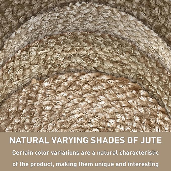 Chardin home Hand Woven Natural Jute Braided Rug – 4' Round | Rustic Boho Farmhouse Reversible Accent Rug for Entryway, Kitchen, Nursery, Dining Room, Study, or Patio | Solid Natural Fiber Rug