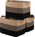 OIASKET Storage Basket for Organizing, Woven Baskets for Storage, Rectangle Decorative Baskets for Shleves, Closet, Toys, Books, Nursery Organizer Bins - Pack of 3 (Black & Brown, 15.75"x11.8"x9.85")