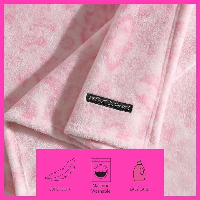 Betsey Johnson - Blanket, Buttery-Soft Throw Blanket for Couch or Bed, Boldly Plush & Oversized Bedding (Betsey Damask Pink, 50" x 70")