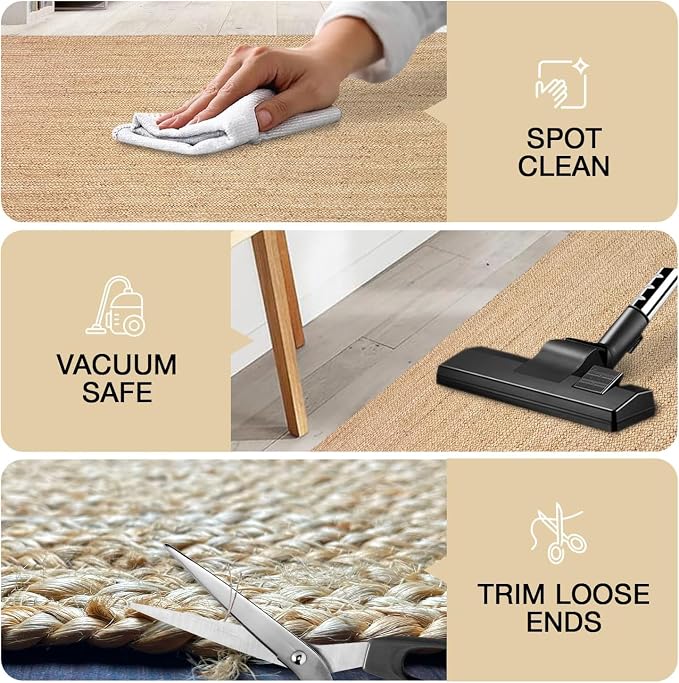 Chardin home Hand Woven Natural Jute Braided Area Rug – 3x5 Feet Oval | Vintage Boho Reversible Rug for Living Room, Bedroom, Dining Area, Entryway | Farmhouse Natural Fiber Floor Covering