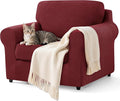SUBRTEX 3 Pieces Stretch Sofa Slipcover Sets Couch Cover Sets Backrest Cushion Covers Furniture Protector Collection Set for Oversize Sofa Loveseat Chair Slip Covers(Small, Wine)