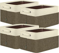 BALEINE 4 Pack Fabric Closet Storage Bins for Shelves, Linen Closet Organizers and Storage, Decorative Baskets for Organizing, Shelf, Clothes, Home, Office (Brown, 12"x8"x8")