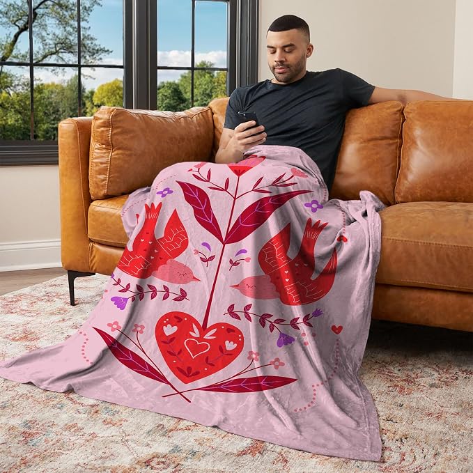 NORTHWEST Valentine's Day, Flying Birds, Silk Touch Throw Blanket 50 x 60 Inches