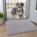 Smiry Dog Door Mat for Muddy Paws 24x16, Absorbent Dirt Trapper, Non-Slip Washable Chenille Entryway Rug for Inside Floor, Light Grey, Classic Solid