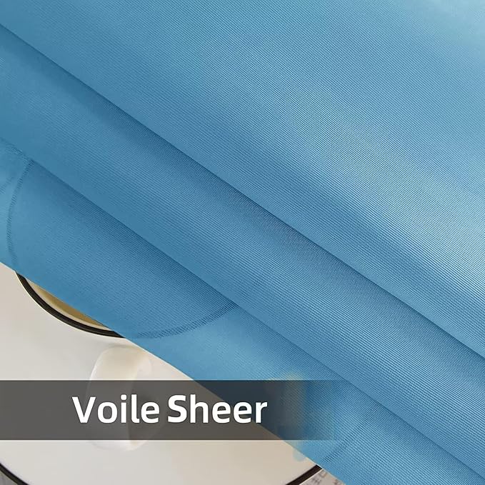 youleyar Solid Sheer Rod Pocket Curtain Voile Draperies 2 Panels White Beige - Image 5