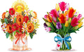 Paper Love HugePop Flower Bouquet Pop Up Cards 2 Pack - Includes 1 Happy Bouquet and 1 Tulip Flower Bouquet, Gift For Mothers Day, Birthday, Valentines Day, All Occasions - Jumbo 10" x 14" Card