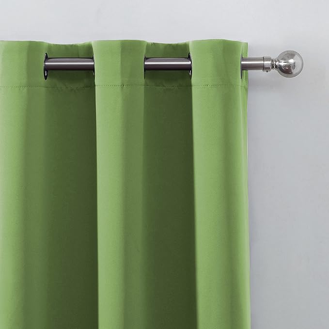 LEMOMO Light Green Thermal Blackout Curtains/52 x 95 Inch/Set of 2 Panels Room Darkening Curtains for Bedroom