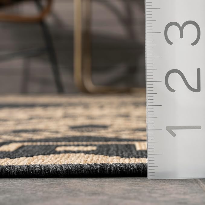 Nuloom Outdoor Performance Collection Landry Charcoal/Ivory, 2' x 3', Soft, High Traffic, Stain Resistant, Easy Clean, Durable Area Rug for Indoor/Outdoor Patio, Deck, Porch, Garden, Courtyard